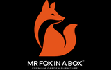 Logo of 'Mr Fox in a Box' with an orange fox silhouette on a black background.