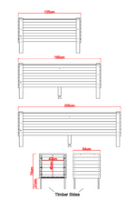 Load image into Gallery viewer, Detailed line drawing of the Mr Fox in a Box wicking planter box illustrating the technical design and construction of its self-watering system.