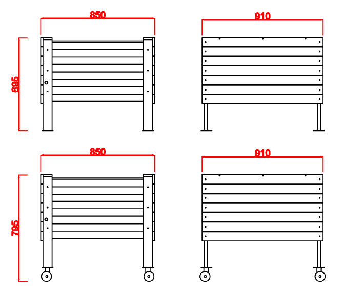 Mid-Height Artesian 4-Cell Eco Board Wicking Planter Box