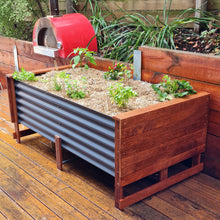 Load image into Gallery viewer, Front view of the Mr Fox in a Box wicking planter box, highlighting its modern design and efficient self-watering features for organic gardening